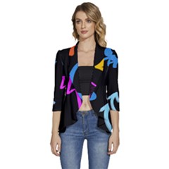 Colorful Arrows Kids Pointer Women s 3/4 Sleeve Ruffle Edge Open Front Jacket by Cemarart