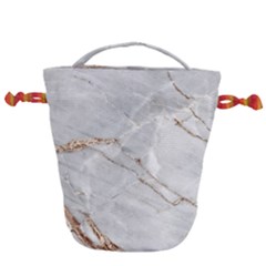 Gray Light Marble Stone Texture Background Drawstring Bucket Bag by Cemarart
