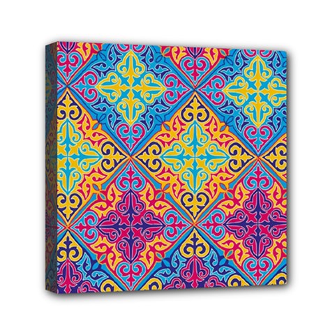 Colorful Flora Flora Kazakh Pattern Mini Canvas 6  X 6  (stretched) by Cemarart
