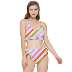 Lines Geometric Background Frilly Bikini Set by Maspions