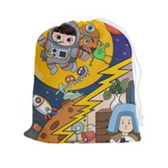 Astronaut Moon Monsters Spaceship Universe Space Cosmos Drawstring Pouch (2xl) by Maspions