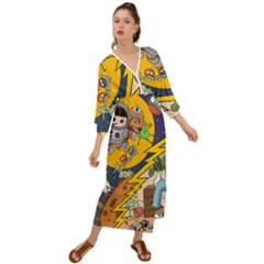 Astronaut Moon Monsters Spaceship Universe Space Cosmos Grecian Style  Maxi Dress by Maspions