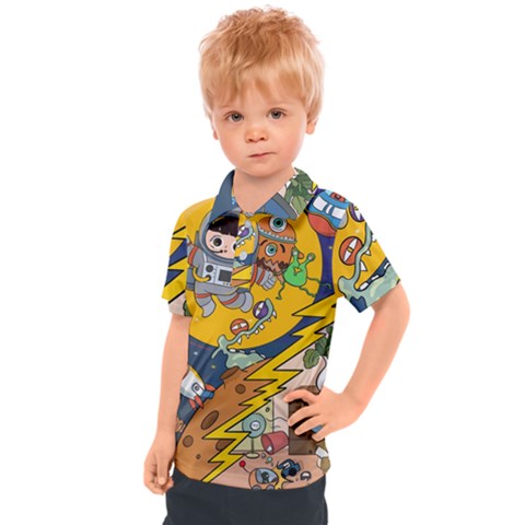 Astronaut Moon Monsters Spaceship Universe Space Cosmos Kids  Polo T-shirt by Maspions