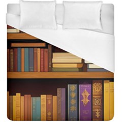 Book Nook Books Bookshelves Comfortable Cozy Literature Library Study Reading Room Fiction Entertain Duvet Cover (king Size) by Maspions