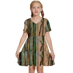 Woodland Woods Forest Trees Nature Outdoors Mist Moon Background Artwork Book Kids  Short Sleeve Tiered Mini Dress by Grandong