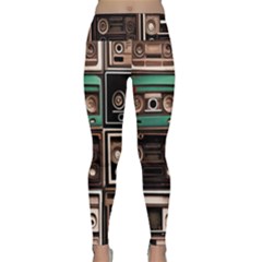 Retro Electronics Old Antiques Texture Wallpaper Vintage Cassette Tapes Retrospective Lightweight Velour Classic Yoga Leggings by Grandong