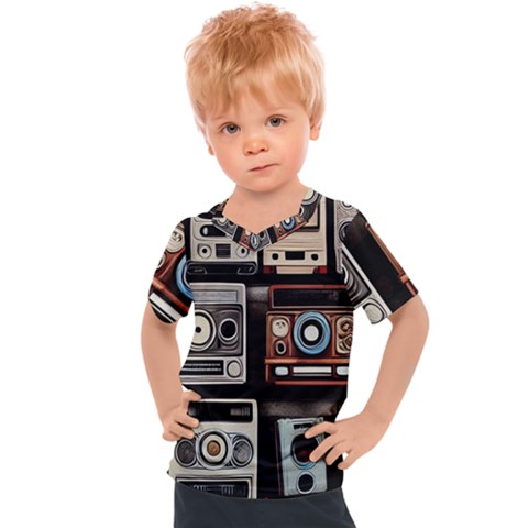 Retro Cameras Old Vintage Antique Technology Wallpaper Retrospective Kids  Sports T-shirt by Grandong