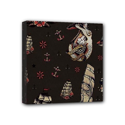 Vintage Tattoos Nautical Mini Canvas 4  X 4  (stretched) by Apen