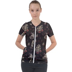 Vintage Tattoos Nautical Short Sleeve Zip Up Jacket by Apen