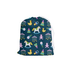 Cute Babies Toys Seamless Pattern Drawstring Pouch (medium) by Apen