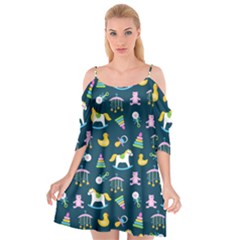 Cute Babies Toys Seamless Pattern Cutout Spaghetti Strap Chiffon Dress by Apen