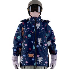 Cute Astronaut Cat With Star Galaxy Elements Seamless Pattern Women s Zip Ski And Snowboard Waterproof Breathable Jacket by Apen