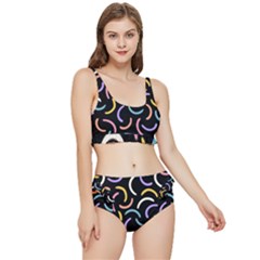 Abstract Pattern Wallpaper Frilly Bikini Set by Maspions