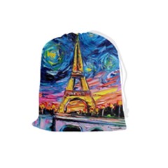 Eiffel Tower Starry Night Print Van Gogh Drawstring Pouch (large) by Maspions