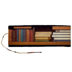 Book Nook Books Bookshelves Comfortable Cozy Literature Library Study Reading Room Fiction Entertain Roll Up Canvas Pencil Holder (m) by Maspions