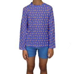 Cute Sketchy Monsters Motif Pattern Kids  Long Sleeve Swimwear by dflcprintsclothing