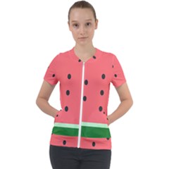 Watermelon Melon Fruit Healthy Food Meal Breakfast Lunch Juice Lemonade Summer Short Sleeve Zip Up Jacket by Maspions