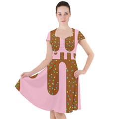 Ice Cream Dessert Food Cake Chocolate Sprinkles Sweet Colorful Drip Sauce Cute Cap Sleeve Midi Dress by Maspions