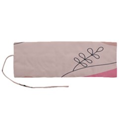 Pink Pattern Line Art Texture Minimalist Design Roll Up Canvas Pencil Holder (m) by Maspions