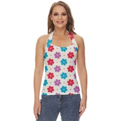 Abstract Art Pattern Colorful Artistic Flower Nature Spring Basic Halter Top by Bedest