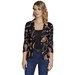 Background Beautiful Decorative Wallpaper Decor Backdrop Digital Graphic Design Trends Unique Style Women s One-button 3/4 Sleeve Short Jacket by Bedest