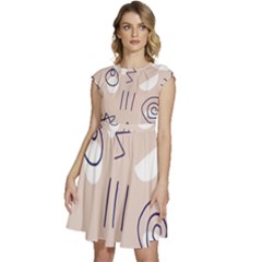 Abstract Leaf Nature Natural Beautiful Summer Pattern Cap Sleeve High Waist Dress by Bedest