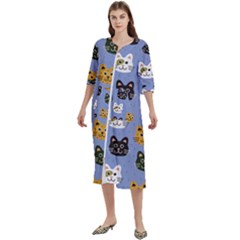 Cat Cat Background Animals Little Cat Pets Kittens Women s Cotton 3/4 Sleeve Nightgown by Maspions