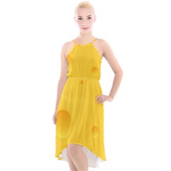 Cheese Texture, Yellow Backgronds, Food Textures, Slices Of Cheese High-low Halter Chiffon Dress  by nateshop