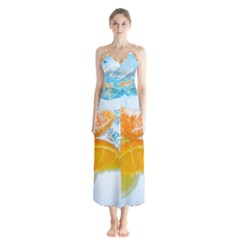 Fruits, Fruit, Lemon, Lime, Mandarin, Water, Orange Button Up Chiffon Maxi Dress by nateshop