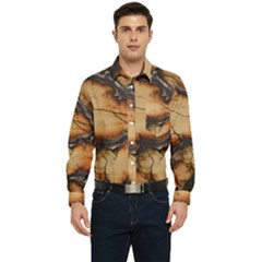 Texture Woodgrain Pattern Nature Wood Pattern Men s Long Sleeve Pocket Shirt  by Maspions