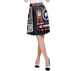 Retro Cameras Old Vintage Antique Technology Wallpaper Retrospective A-line Skirt by Grandong