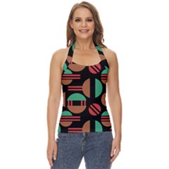 Abstract Geometric Pattern Basic Halter Top by Maspions