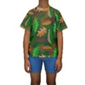 Leaves Foliage Pattern Oak Autumn Kids  Short Sleeve Swimwear View1