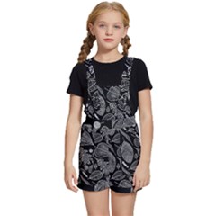 Leaves Flora Black White Nature Kids  Short Overalls by Maspions