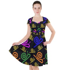 Pattern-repetition-snail-blue Cap Sleeve Midi Dress by Maspions