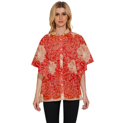 Grapefruit-fruit-background-food Women s Batwing Button Up Shirt by Maspions