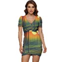 Outdoors Night Moon Full Moon Trees Setting Scene Forest Woods Light Moonlight Nature Wilderness Lan Low Cut Cap Sleeve Mini Dress View1