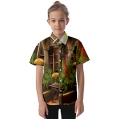 Room Interior Library Books Bookshelves Reading Literature Study Fiction Old Manor Book Nook Reading Kids  Short Sleeve Shirt by Posterlux