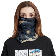 Starry Sky Moon Space Cosmic Galaxy Nature Art Clouds Art Nouveau Abstract Face Covering Bandana (two Sides) by Posterlux