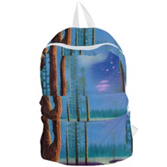 Artwork Outdoors Night Trees Setting Scene Forest Woods Light Moonlight Nature Foldable Lightweight Backpack by Posterlux