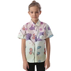 Flower Paint Flora Nature Plant Kids  Short Sleeve Shirt by Maspions