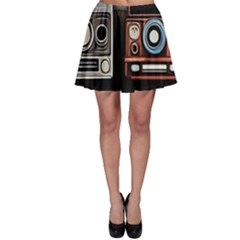 Retro Cameras Old Vintage Antique Technology Wallpaper Retrospective Skater Skirt by Grandong