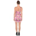 Pink Glowing Flowers One Shoulder Ring Trim Bodycon Dress View2