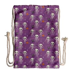 Skull Halloween Pattern Drawstring Bag (large) by Maspions
