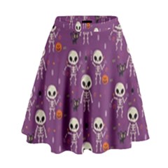 Skull Halloween Pattern High Waist Skirt by Maspions