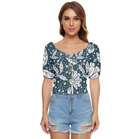 Spring Pattern Button Up Blouse by AlexandrouPrints