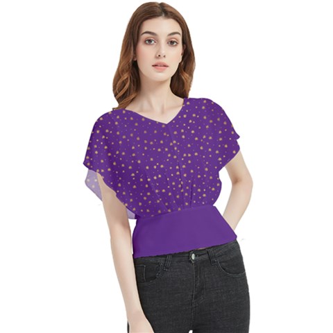 Pattern Seamless Gold Stars Butterfly Chiffon Blouse by flowerland