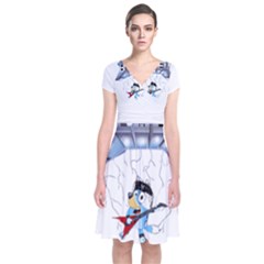 Bluey, Bluey Dad, Bluey Kids, Short Sleeve Front Wrap Dress by avitendut
