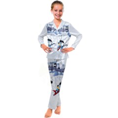 Bluey, Bluey Dad, Bluey Kids, Kids  Satin Long Sleeve Pajamas Set by avitendut