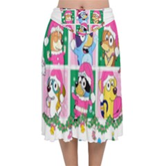 Bluey Christmas Velvet Flared Midi Skirt by avitendut